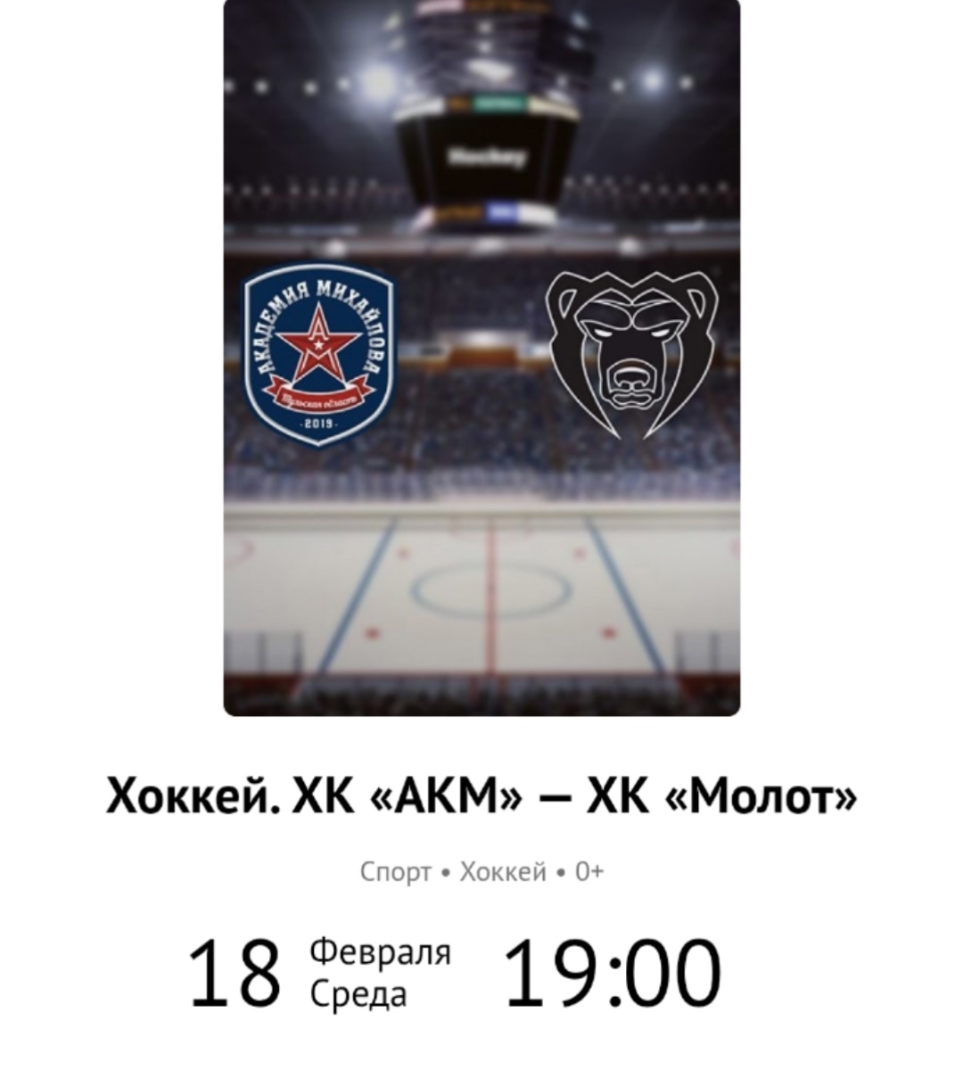 Тульский АКМ в хоккейном матче с пермской хоккейной командой "Молот" Тульский АКМ в хоккейном матче с пермской хоккейной командой "Молот"
